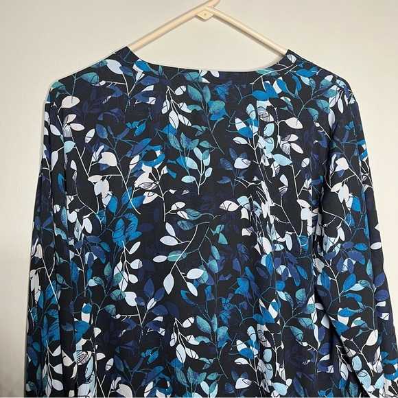 NWT Sejour Leaf Pattern Print Long Sleeve Button Down Front Blouse Size 14W - Picture 5 of 10